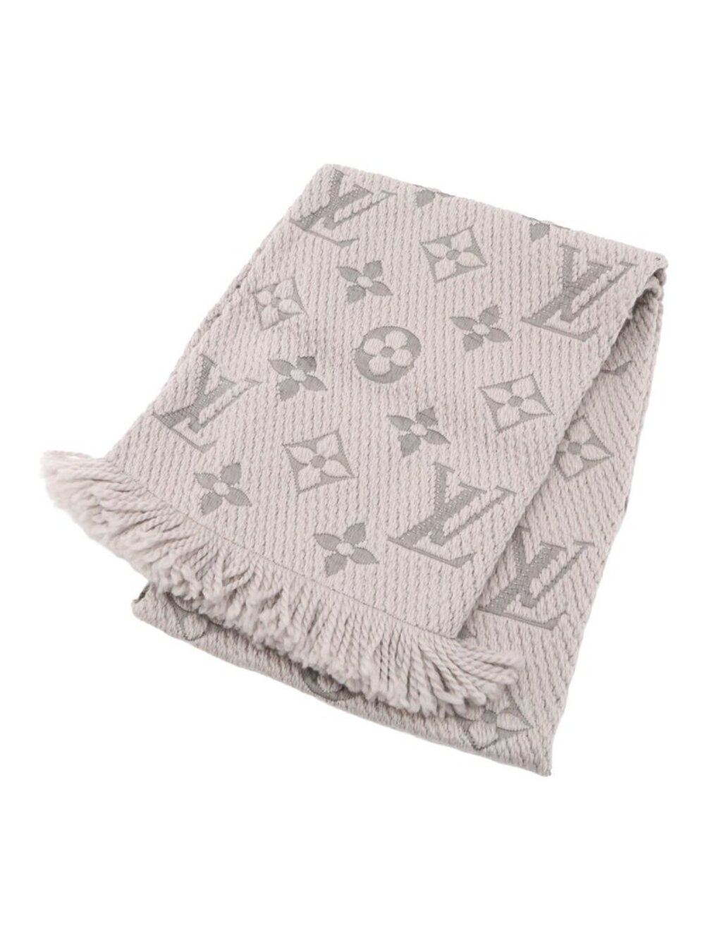 Louis Vuitton Logomania Scarf Wool 94% Silk 6% Gray Perlee